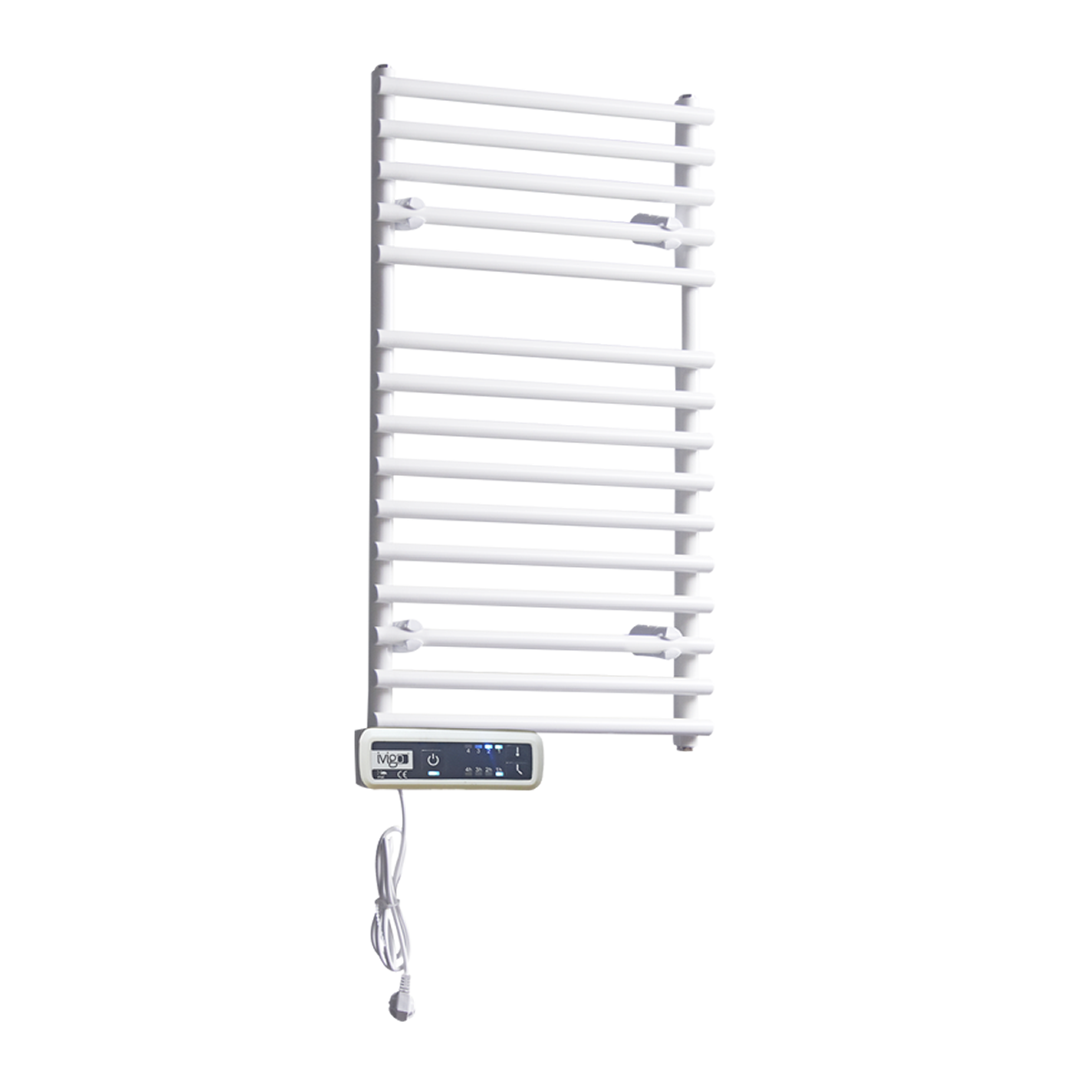 Greened House Electric Chrome 600W x 1000H Curved Towel Rail Timer and Room Thermostat Bathroom Towel Rails 